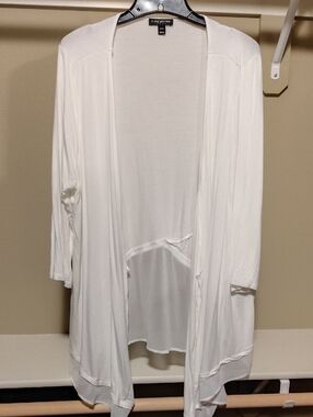 Lane Bryant White Open-Front Draped Cardigan